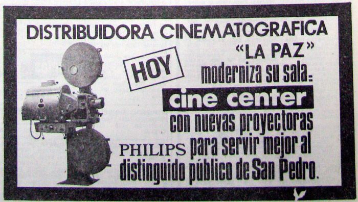 Octubre 1975 anuncio de mejoras en el Cine Center