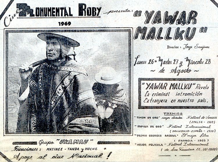 Yawar Mallku - Anuncio del re-estreno en 1985