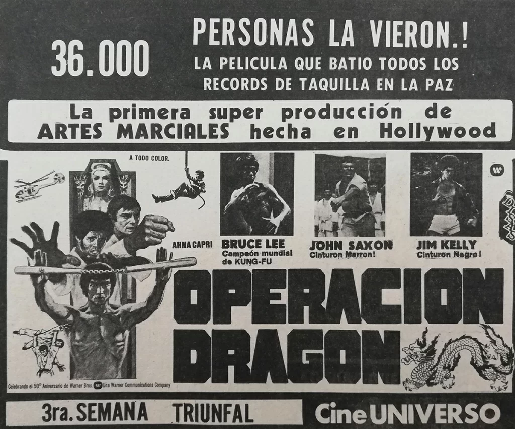 Operación Dragón, estrenada en Bolivia en 1974