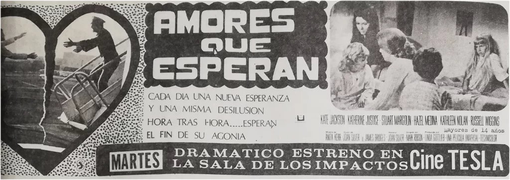 Anuncio del estreno en La Paz, febrero 1974