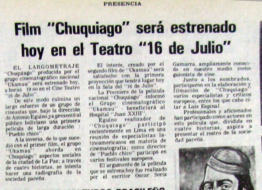 Chuquiago estreno en La Paz